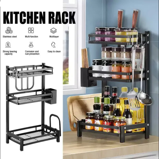 3 Tier Stainless Steel Kitchen Countertop Spice Rack