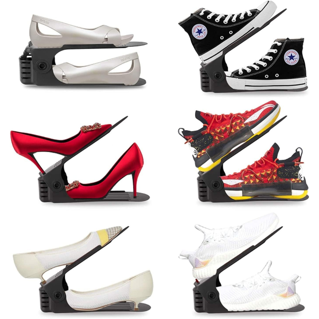 Shoe Holder Rack - Space Saving Paired Footwear Organizer Black