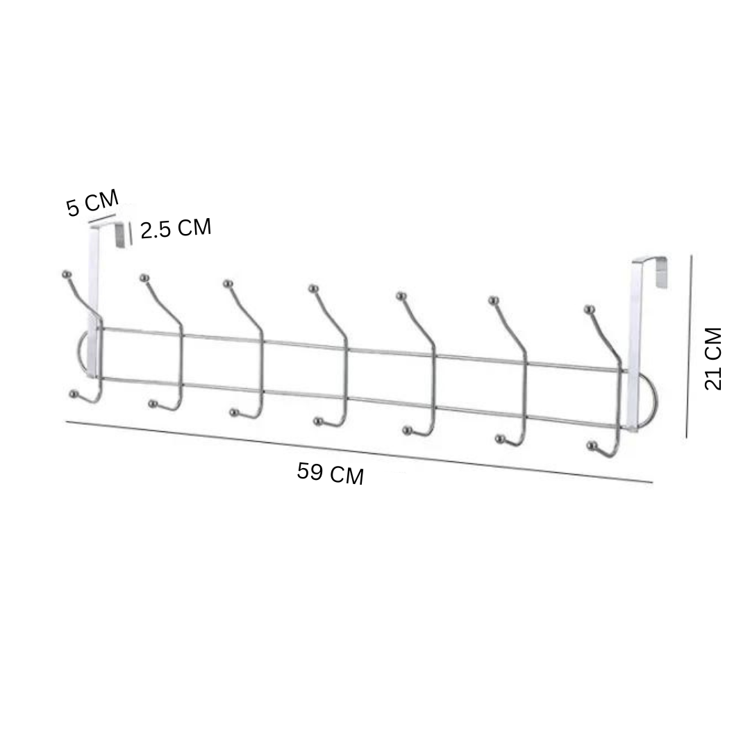 Multi Hooks Useful Stainless Steel Door Back Hanger