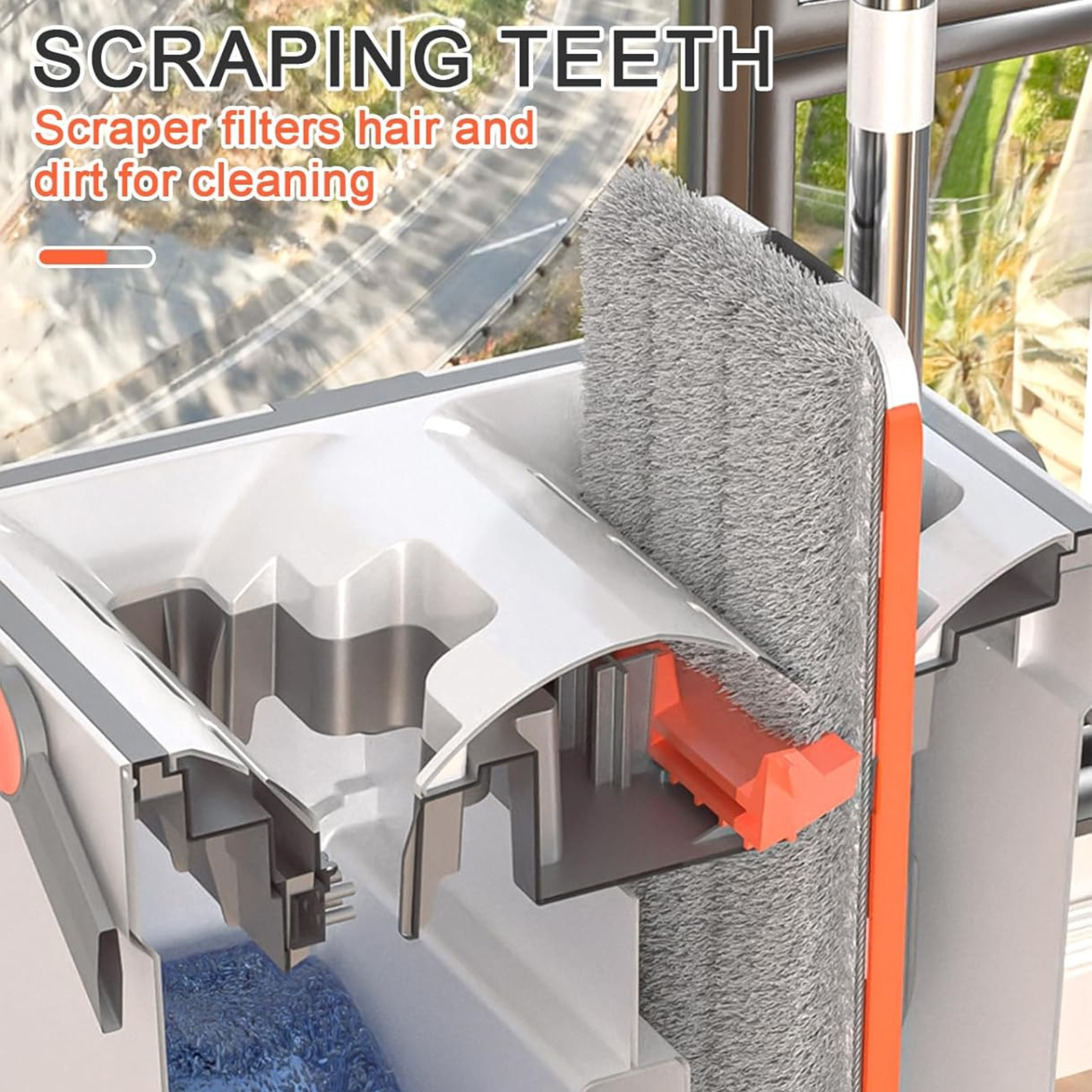 Flat Floor Mop and Bucket Set, Hands Free Squeezing Mop with Extendable Long Handle