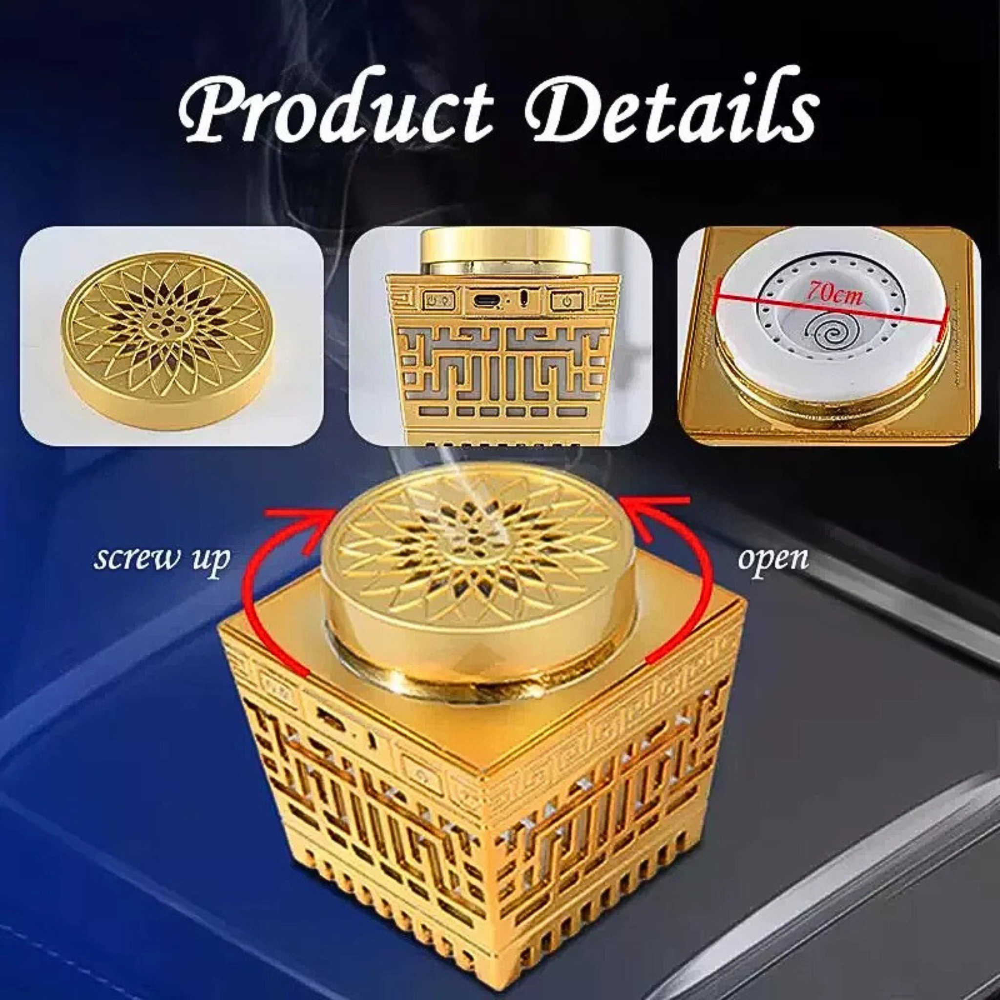 Portable USB Rechargeable Bakhoor Burner / Incense Burner with Remote Control