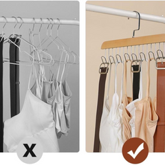 8 Hooks Nonslip Wooden Clothes Hanger for Shawl, Tie, Bra, Belt, Cap and Scarf