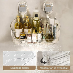 Wall Mounted Suction Type Bathroom Storage Organizer Rack
