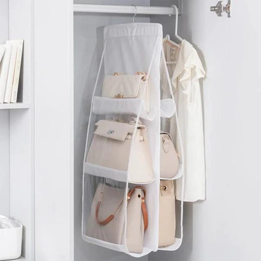 Multi Layer Hanging Handbags Organizer for Wardrobe Model 1 - White