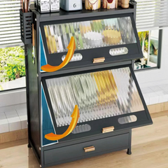Dish Drainer Rack with Drawer & Lid Cover - Kitchen Countertop Storage Cabinet Dish Drainer Rack with Drawer & Lid Cover - Kitchen Countertop Storage Cabinet