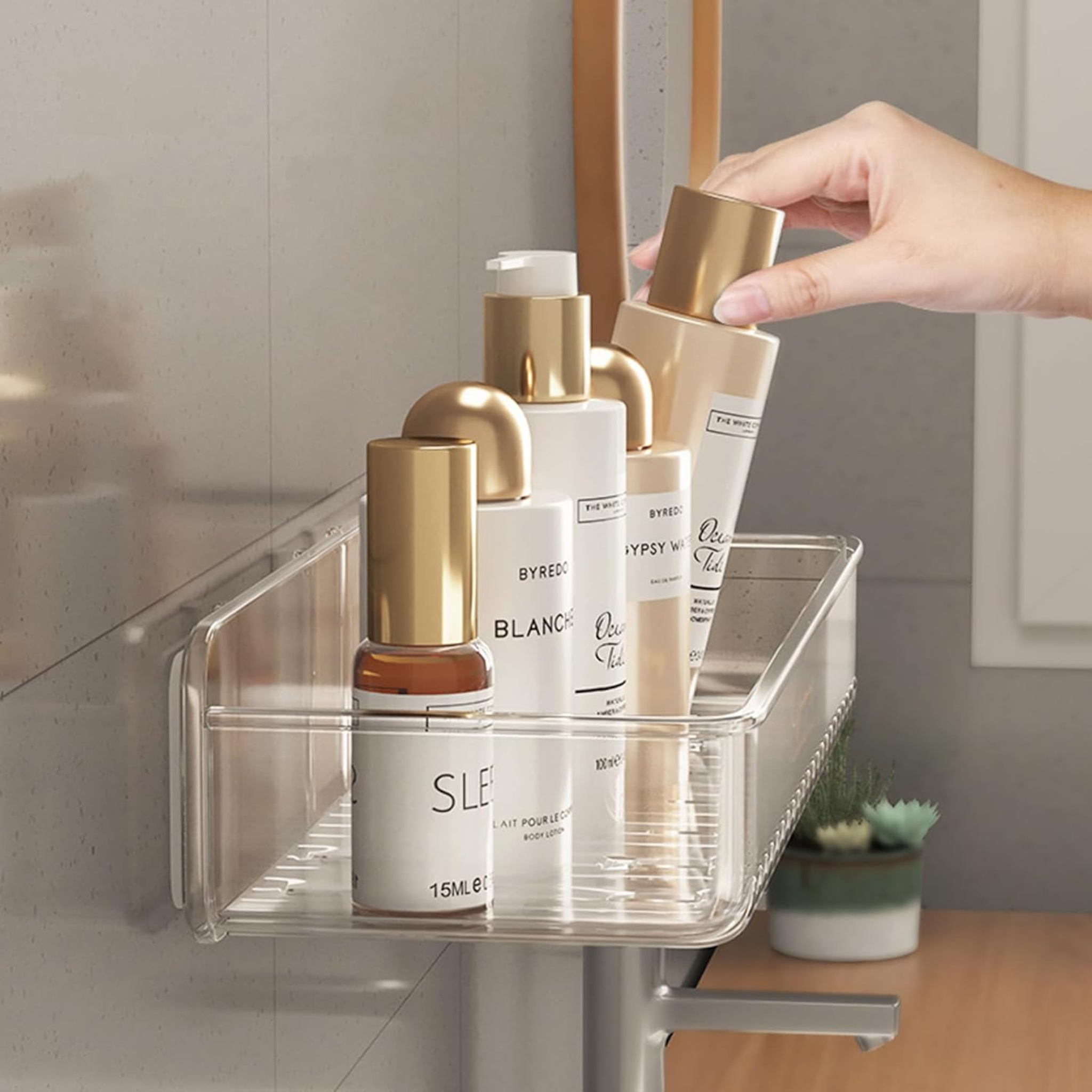 Wall Mounted Bathroom Shelf, Shampoo & Cosmetics Organizer Rack