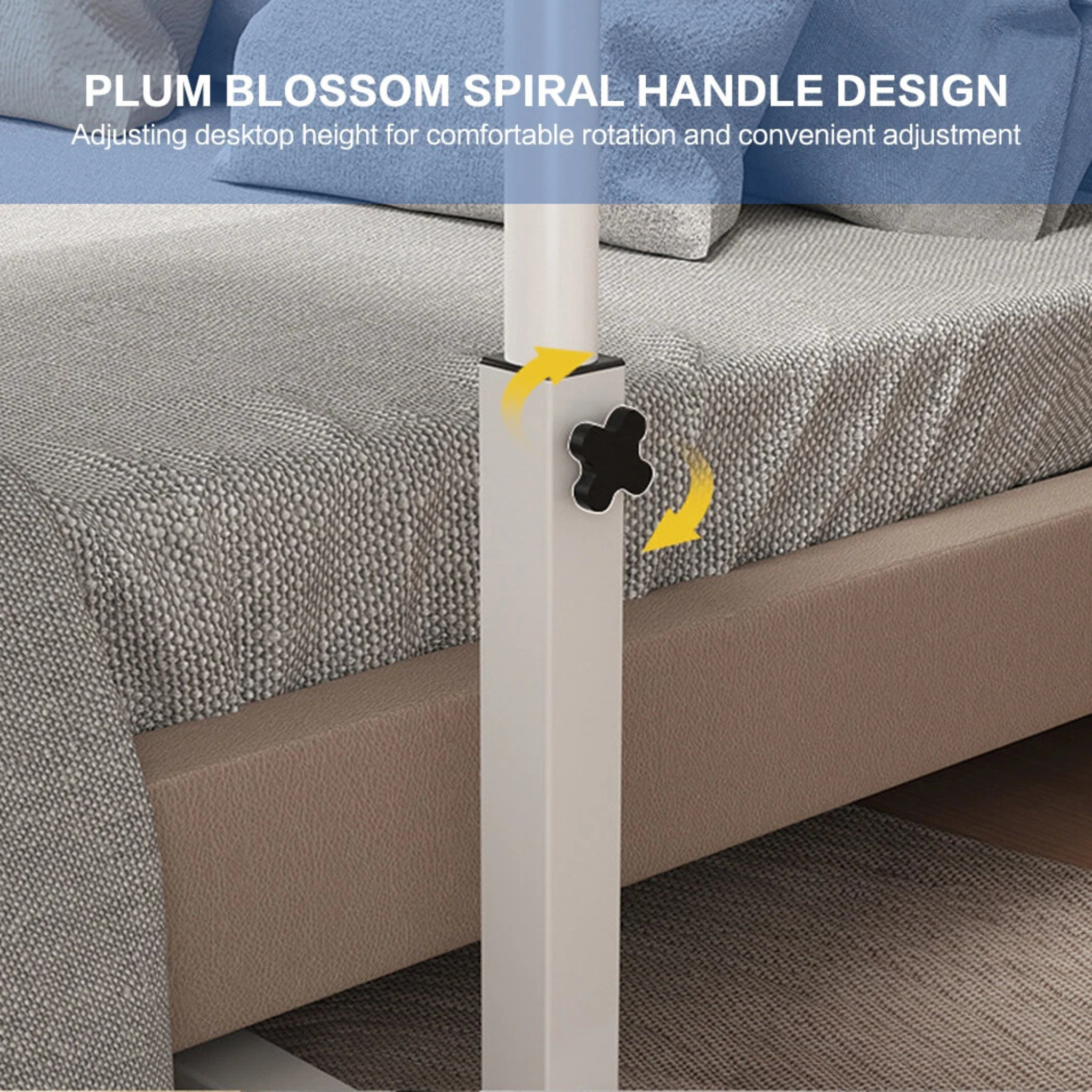 Adjustable Bedside Laptop Table with Wheels, Tilting Desk for Laptop with Work Space