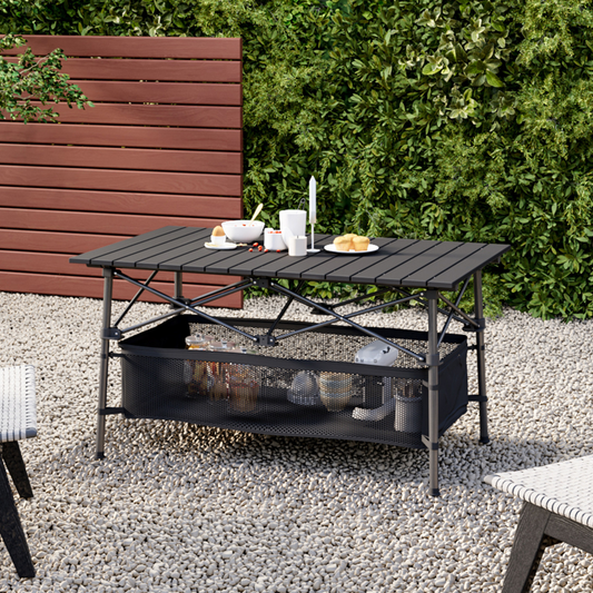 Aluminium Alloy Folding Picnic and Camping Table with Storage Area