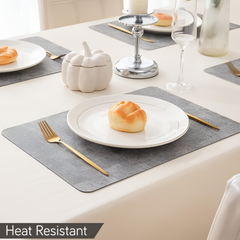 Waterproof Non-Slip Double-Sided Western Style Leather Placemats for Dining Table