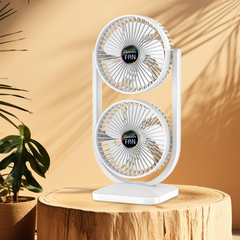 Double Head Desktop Fan, Portable Adjustable Quiet Operation Powerful Desk Fan