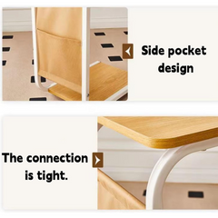 C Shaped Bedside Coffee Table with Side Pocket & Wheels C Shaped Bedside Coffee Table with Side Pocket & Wheels