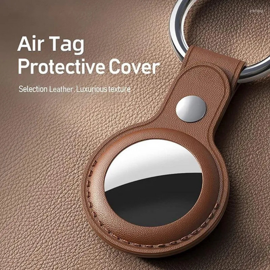 Blupebble Leather Apple AirTag Case with Key Ring