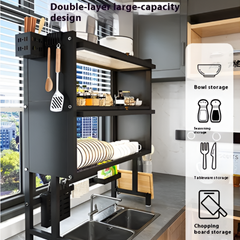 2 Tier / Double Layer Over the Sink Dish Drying Rack with Doors