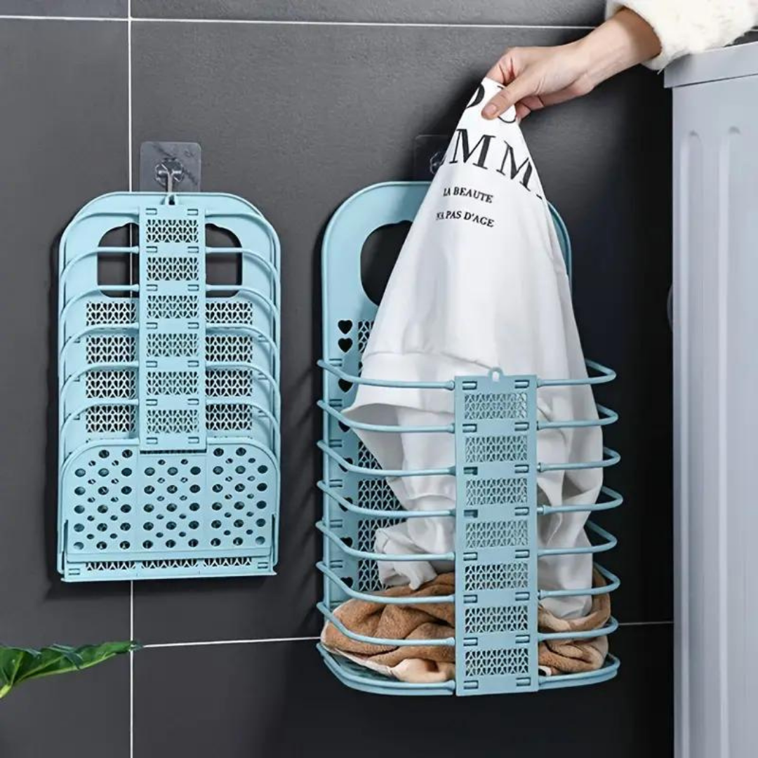 Wall Hanging Foldable Laundry Clothes Storage Basket Organizer Bin Light Green