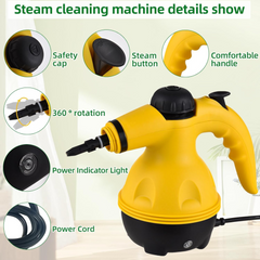 1000W Handheld Steam Cleaner with 6 Nozzle Heads