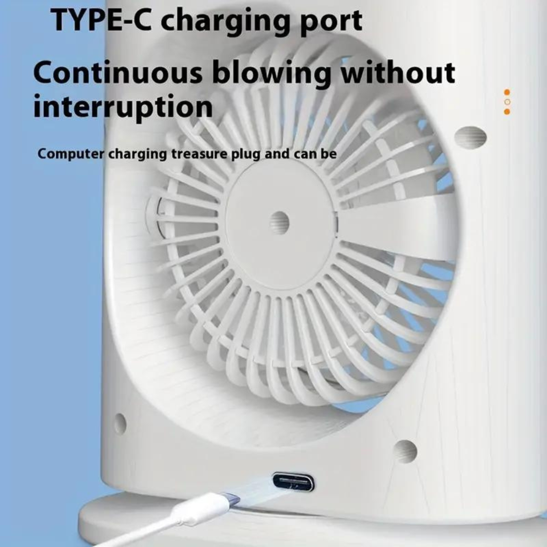 Portable USB Rechargeable Double Head Desk Fan with 3 Mist Spray