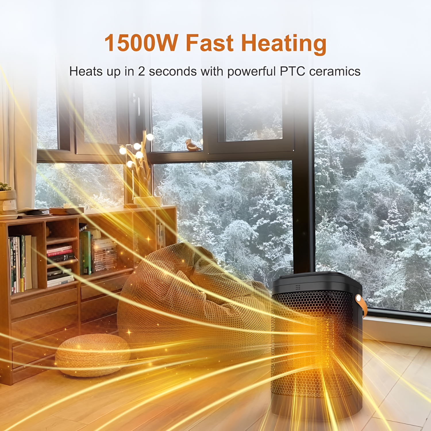 1500W Space Heater, Hot Air Blower with Touch Buttons and Remote Control