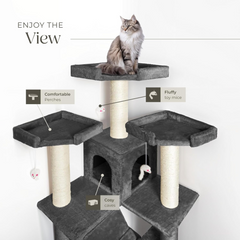 Indoor Cat Tree House, 5 Level Cat Climbing Tower