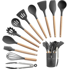 12 Pcs Non Stick Silicone Kitchenware Utensils Cookware Set Black 12 Pcs Non Stick Silicone Kitchenware Utensils Cookware Set Black