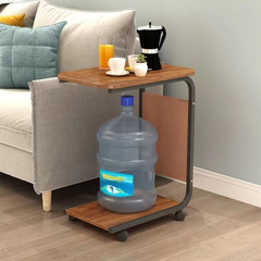 C Shaped Bedside Coffee Table with Side Pocket & Wheels C Shaped Bedside Coffee Table with Side Pocket & Wheels