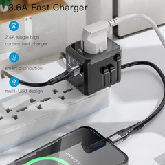 Yesido MC24 20W 3 USB + Type-C Ports Universal Travel Adapter