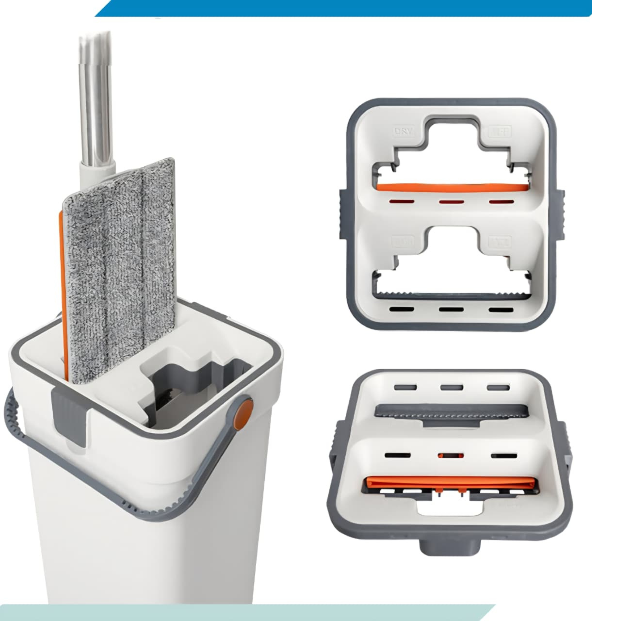 Flat Floor Mop and Bucket Set, Hands Free Squeezing Mop with Extendable Long Handle