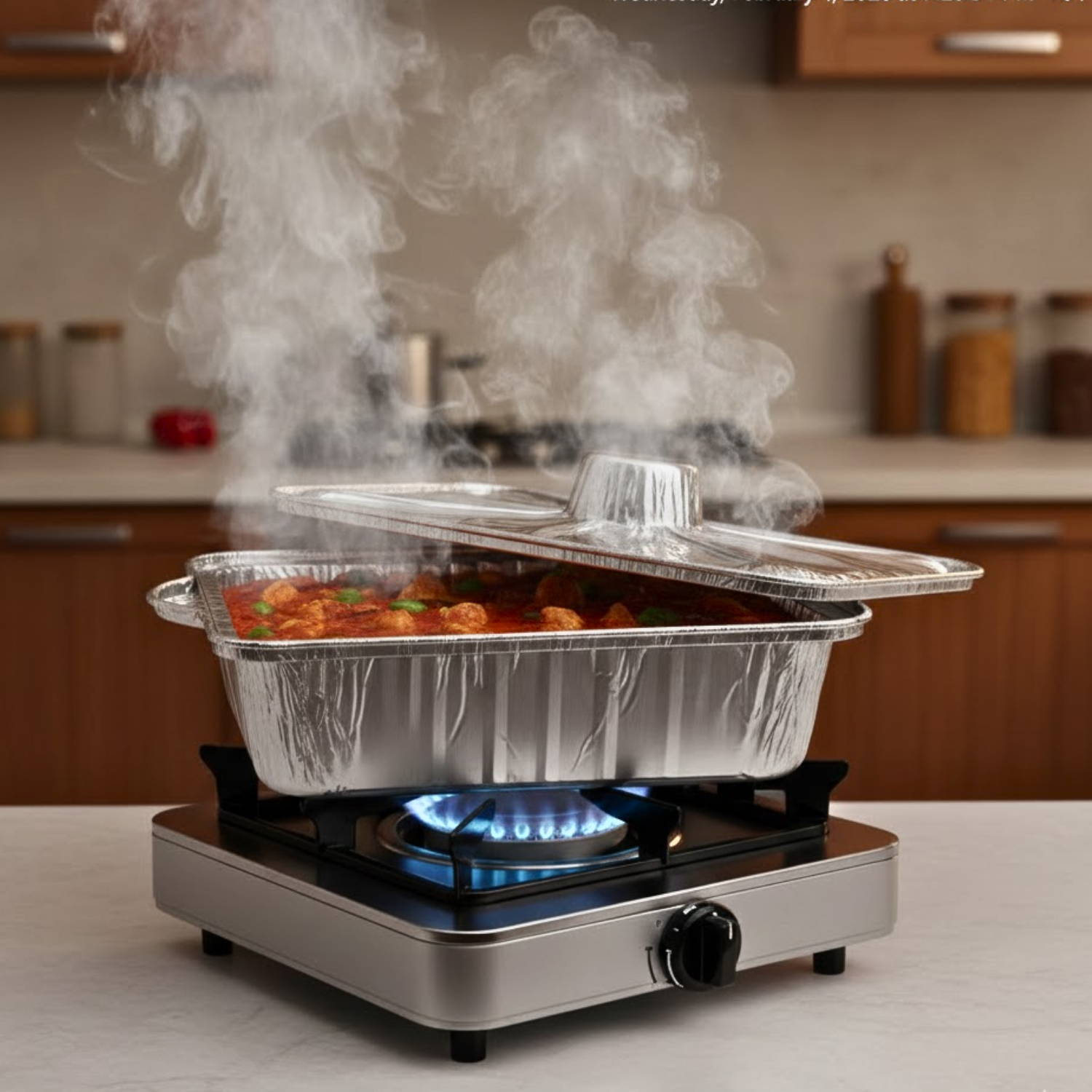 Square Shaped Food Packaging Container Aluminium Foil Pot with Lid