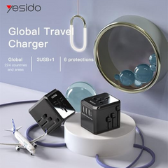 Yesido MC24 20W 3 USB + Type-C Ports Universal Travel Adapter