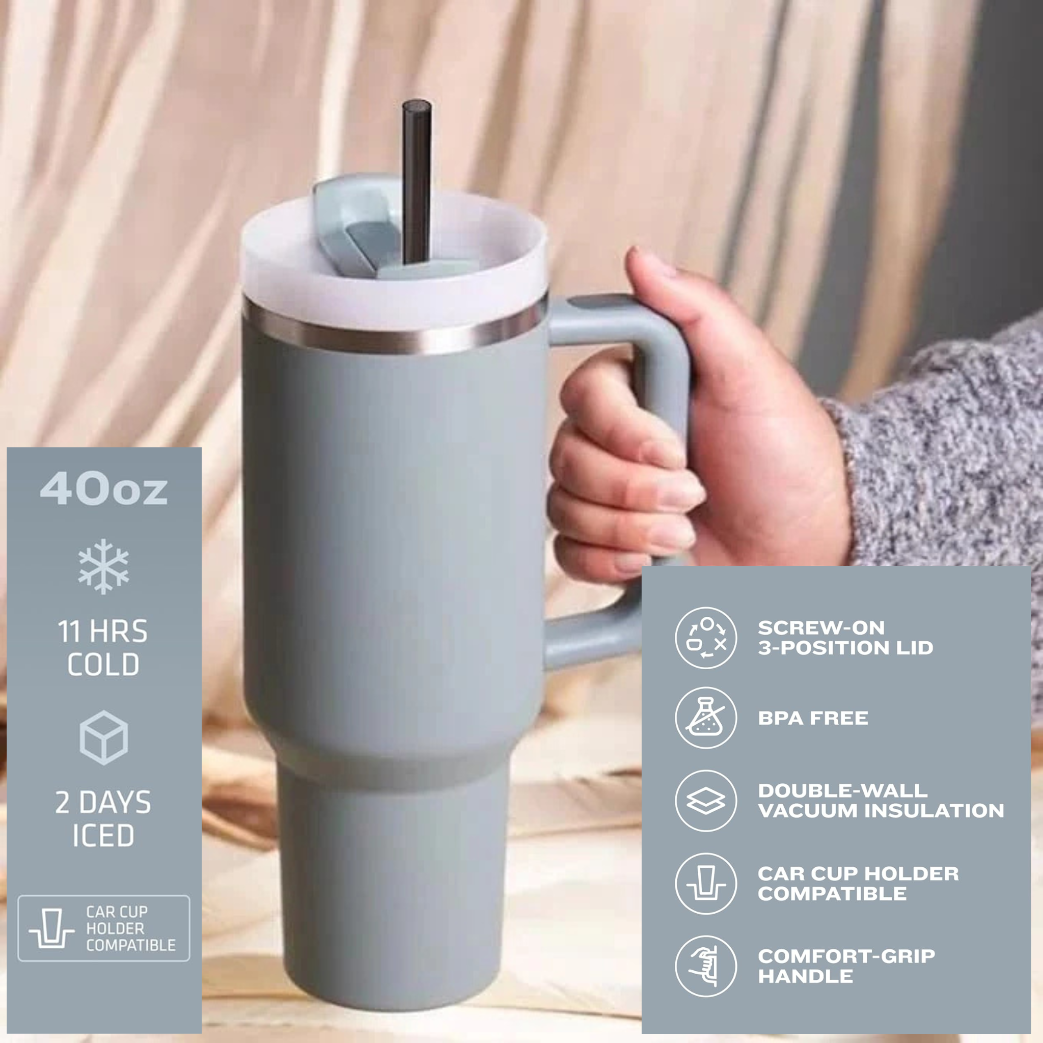Double Wall Vacuum Tumbler Mug 40oz / 1200ML