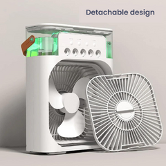 Portable Air Cooler Desk Fan - with 3 Speed, 5 Mist Spray, Night Lamp and Timer