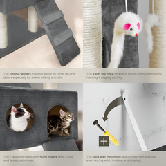 Indoor Cat Tree House, 5 Level Cat Climbing Tower