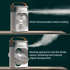 Portable Air Cooler Desk Fan - with 3 Speed, 5 Mist Spray, Night Lamp and Timer