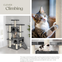 Indoor Cat Tree House, 5 Level Cat Climbing Tower