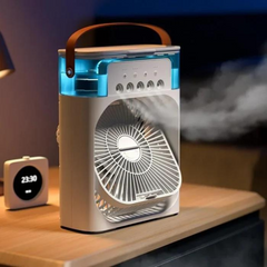 Portable Air Cooler Desk Fan - with 3 Speed, 5 Mist Spray, Night Lamp and Timer