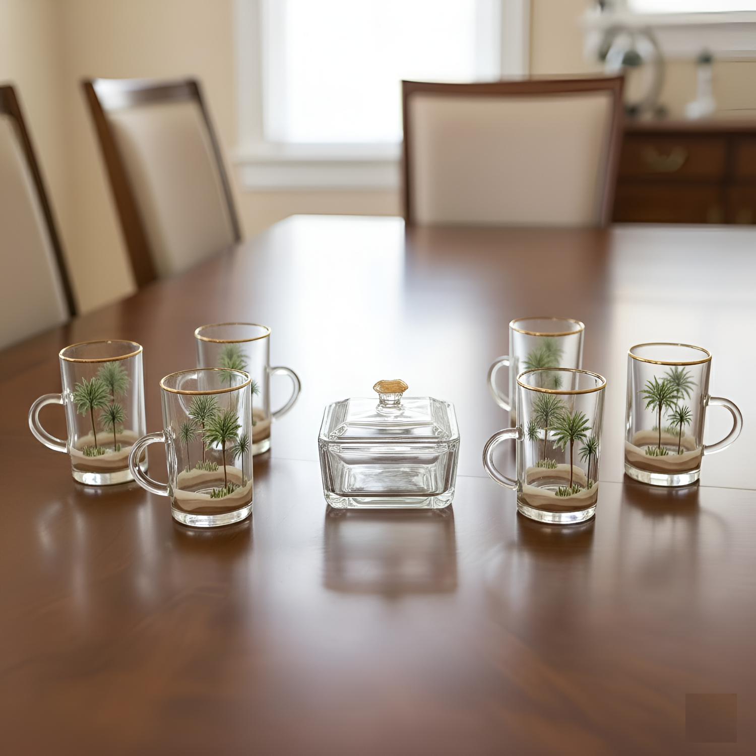 Glass Tea Cups and Ceramic Arabic Coffee Qahwa Cups Set (18 Pcs)