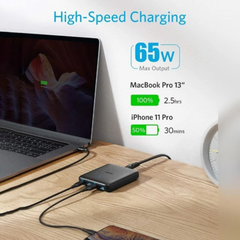 Anker PowerPort Atom 3 Slim 65W - 4-Port High-Speed Multi-Port Fast Charging Station