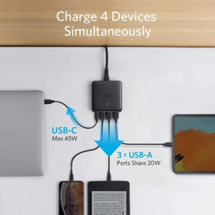 Anker PowerPort Atom 3 Slim 65W - 4-Port High-Speed Multi-Port Fast Charging Station