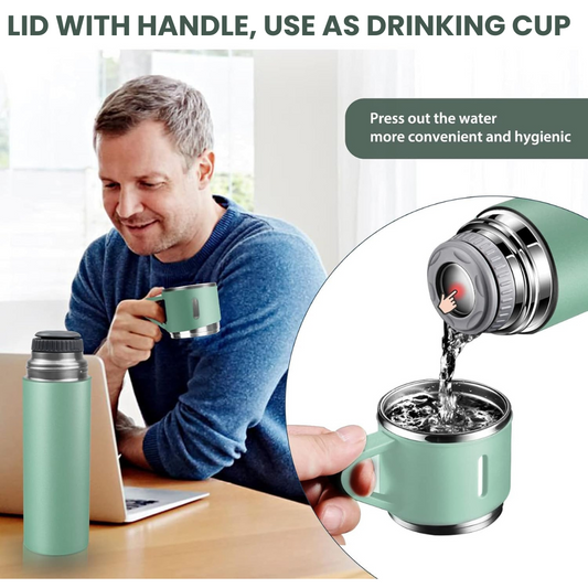 500ml 3 in 1 Stainless Steel Thermal Vacuum Flask Bottle Cup Set