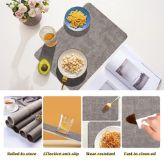 Waterproof Non-Slip Double-Sided Western Style Leather Placemats for Dining Table
