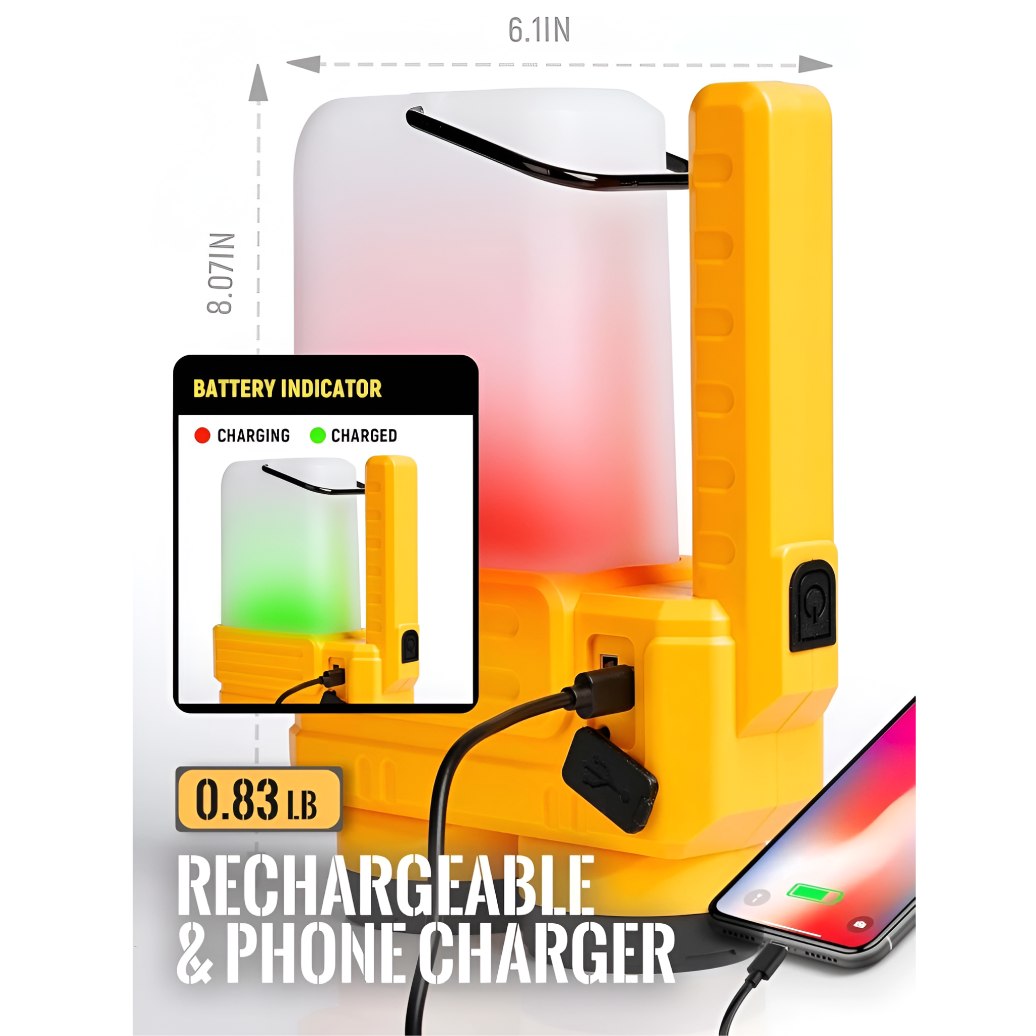 3 IN 1 Multifunctional Rechargeable Camping Lantern with Flashlight