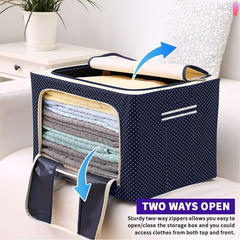 66L Wardrobe Clothes Storage Organizer Box with Steel Frame