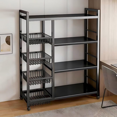 Utility Storage Rack for Kitchen with Mesh Baskets and Wheels