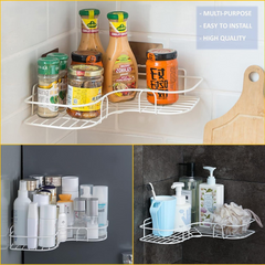 Wall Mounted Bathroom Corner Shelf - Self Adhesive Quick Installation Shampoo Rack