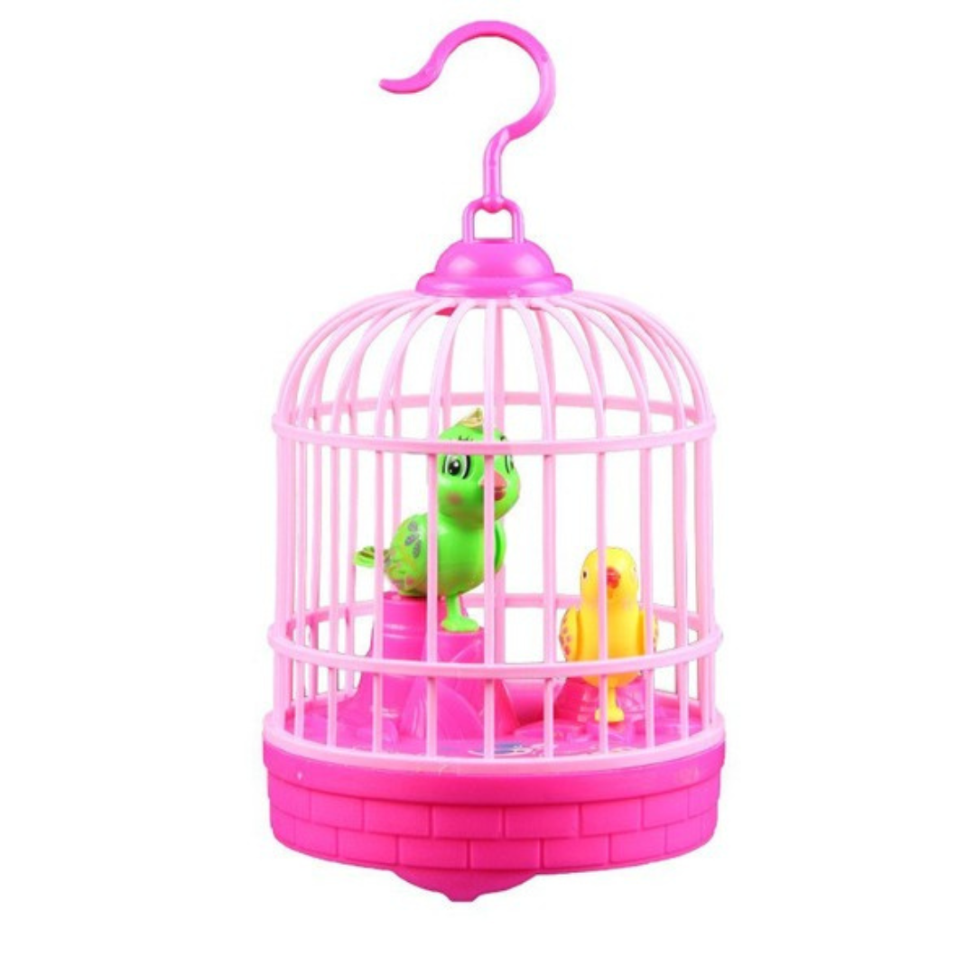Kids Funny Talking Bird in Cage Toy Pink