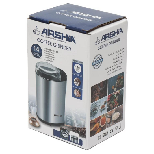 Arshia 160W Stainless Steel Coffee Grinder