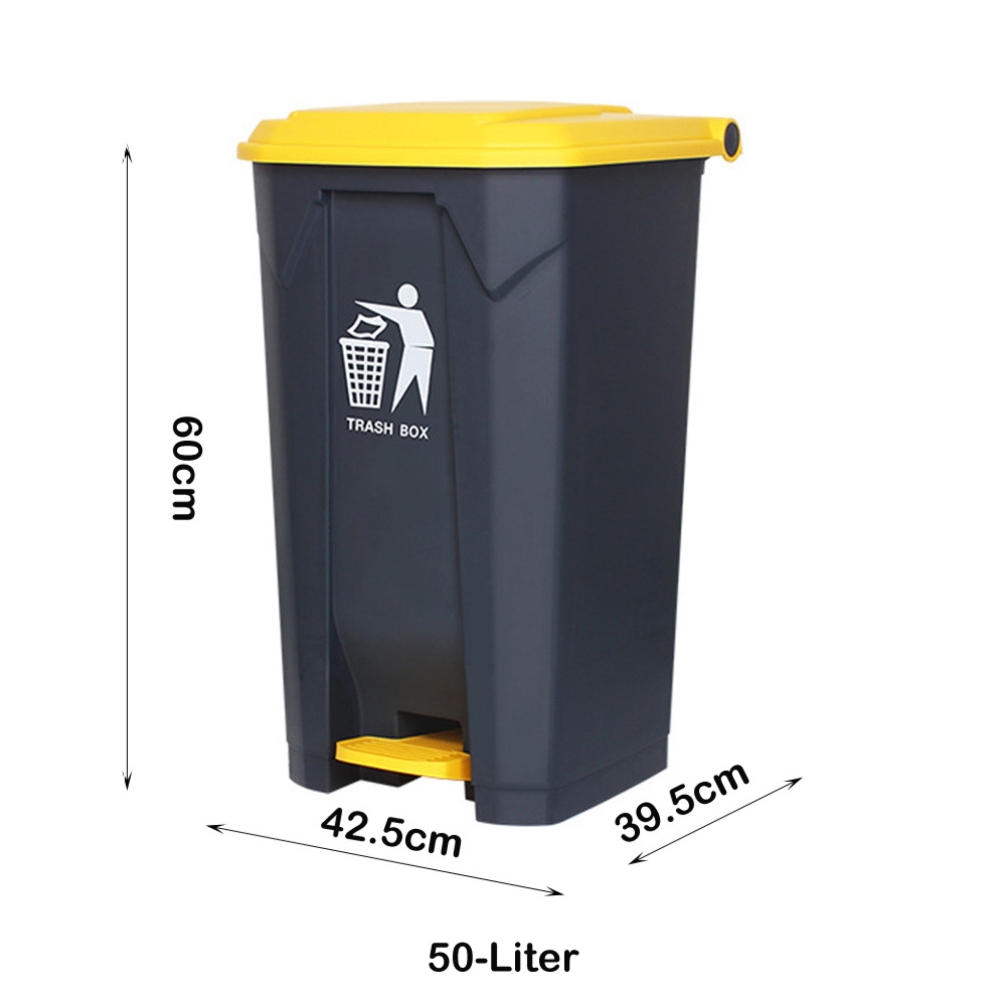 Large Capacity Garbage Bin Trash Can with Lid & Foot Pedal 50 Liter