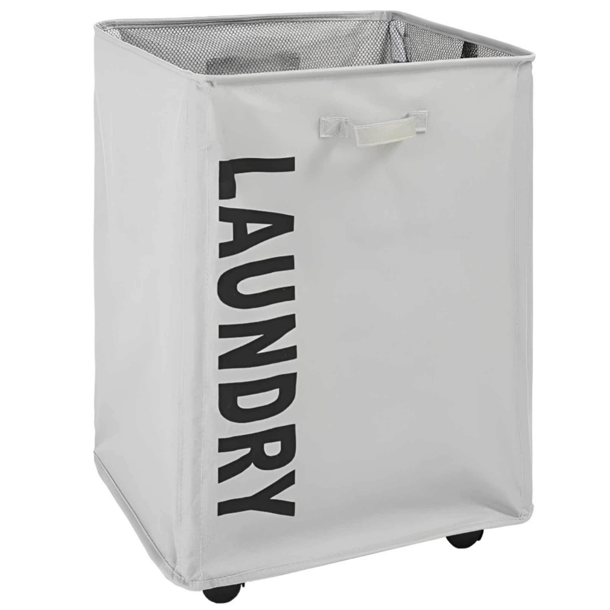 80 Liter Collapsible Laundry Basket with Wheel Light Grey