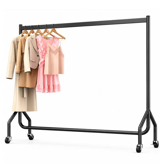 135Kg Load Capacity Clothes Hanging Rack, Heavy Duty Garment Stand with Wheels