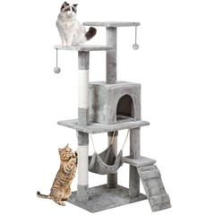 Indoor Cat Tree Tower with House and Scratching Board