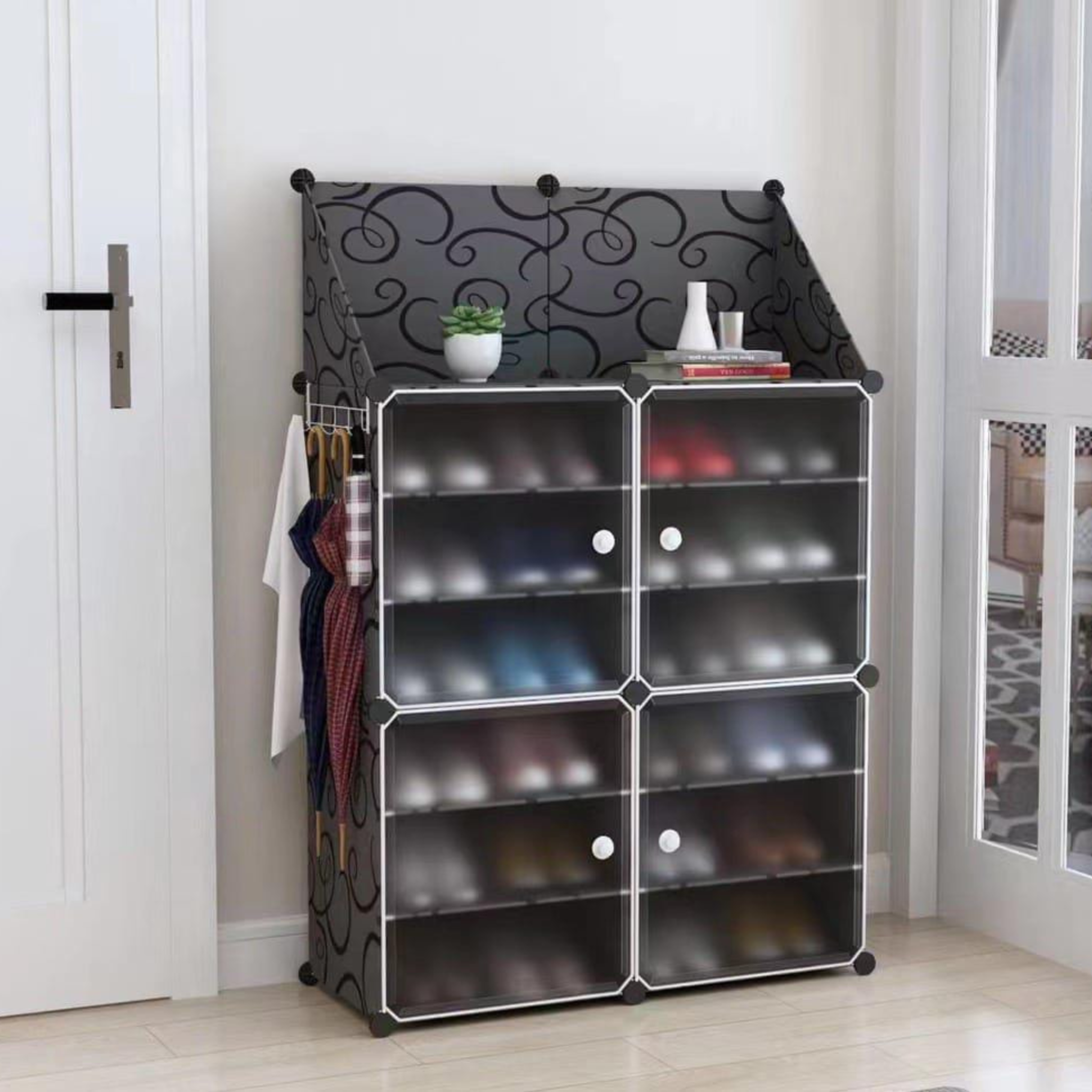 Multi Doors Shoe Rack Cabinet with Top Storage Area Model C